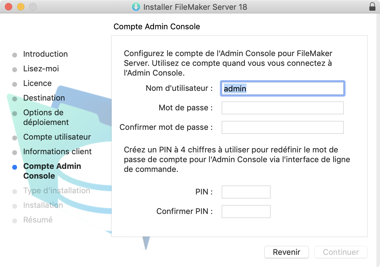 Configuration d'un compte Admin Console