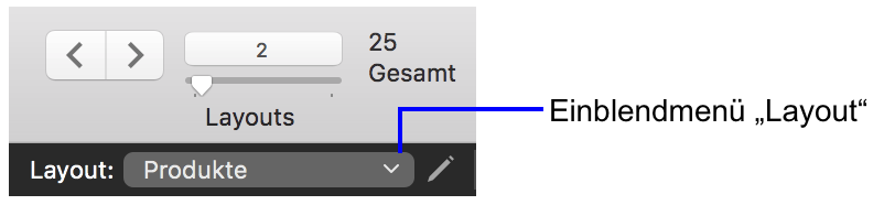 Einblendmenü „Layout“