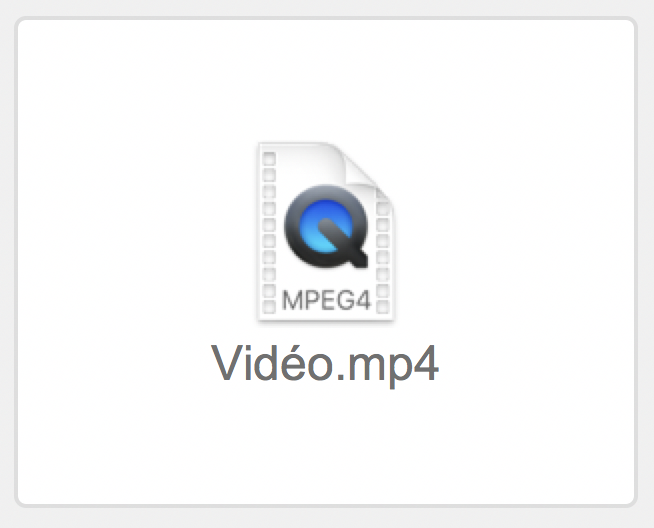 Rubrique Conteneur affichant une icône de fichier vidéo
