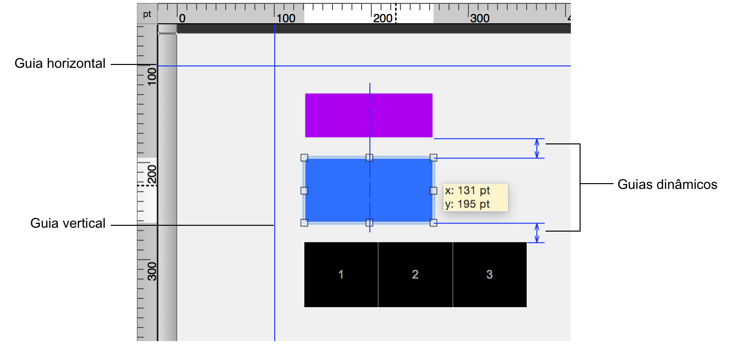 Guias e guias dinâmicos em um layout