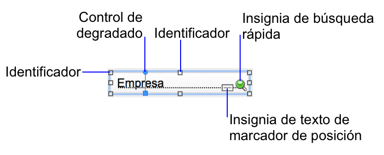 Campos con insignias, controles y otros indicadores visuales