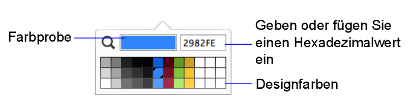 Designfarben in der Farbpalette