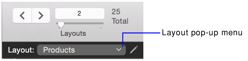 Layout pop-up menu