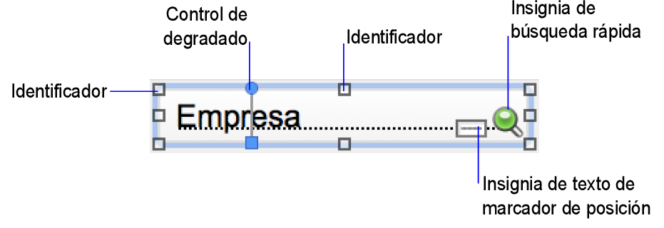 Campos con insignias, controles y otros indicadores visuales