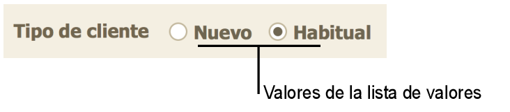 Campo que muestra botones de opción