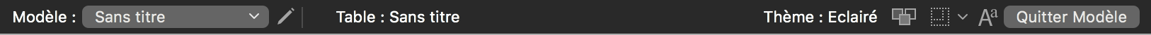 Barre de modèle en mode Modèle sous macOS