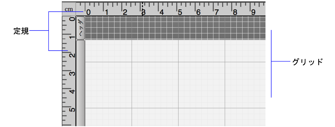 定規とグリッドを示す空のレイアウト