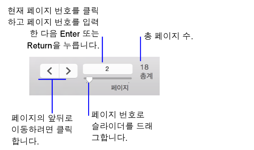 미리보기 모드에서 탐색 제어