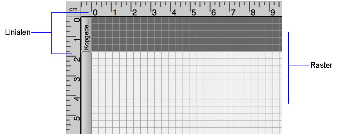 Lege lay-out waarin de linialen en het raster zijn weergegeven