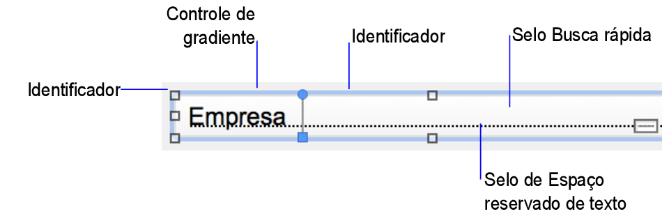 Campos com selos, controles e outros indicadores visuais