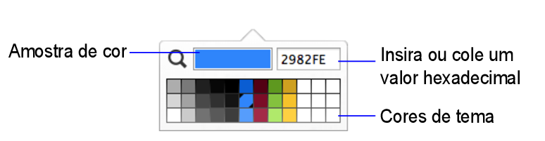 Cores de tema na paleta de cores