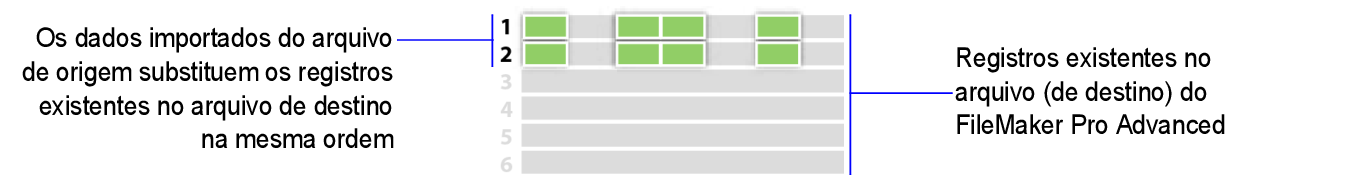 Arte conceitual da substituição de registros para importação