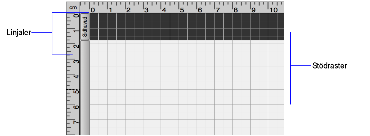 Tom layout med linjaler och stödraster