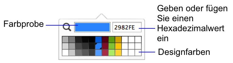 Designfarben in der Farbpalette