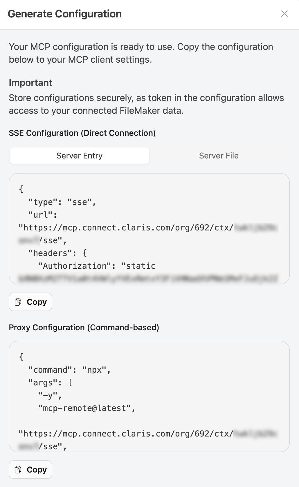 MCP Configuration, Generate Configuration