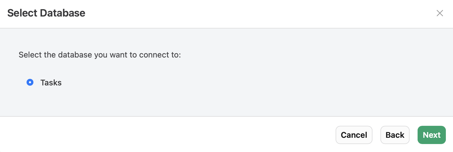 MCP Configuration, Add Connection, Select Database