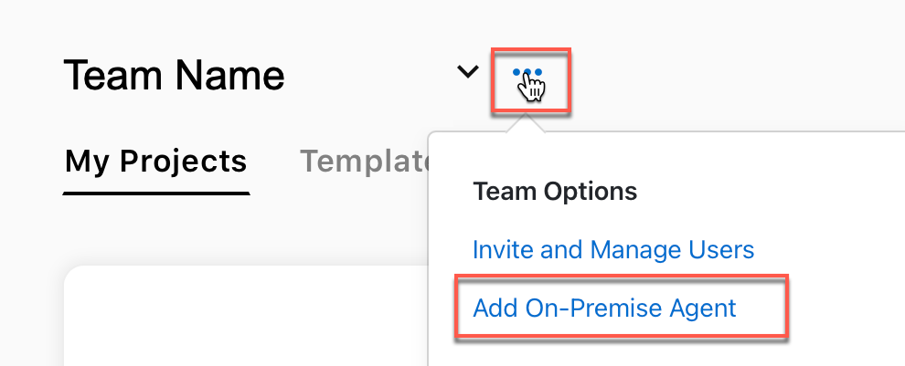 Team Options - Add On-Premise AGent