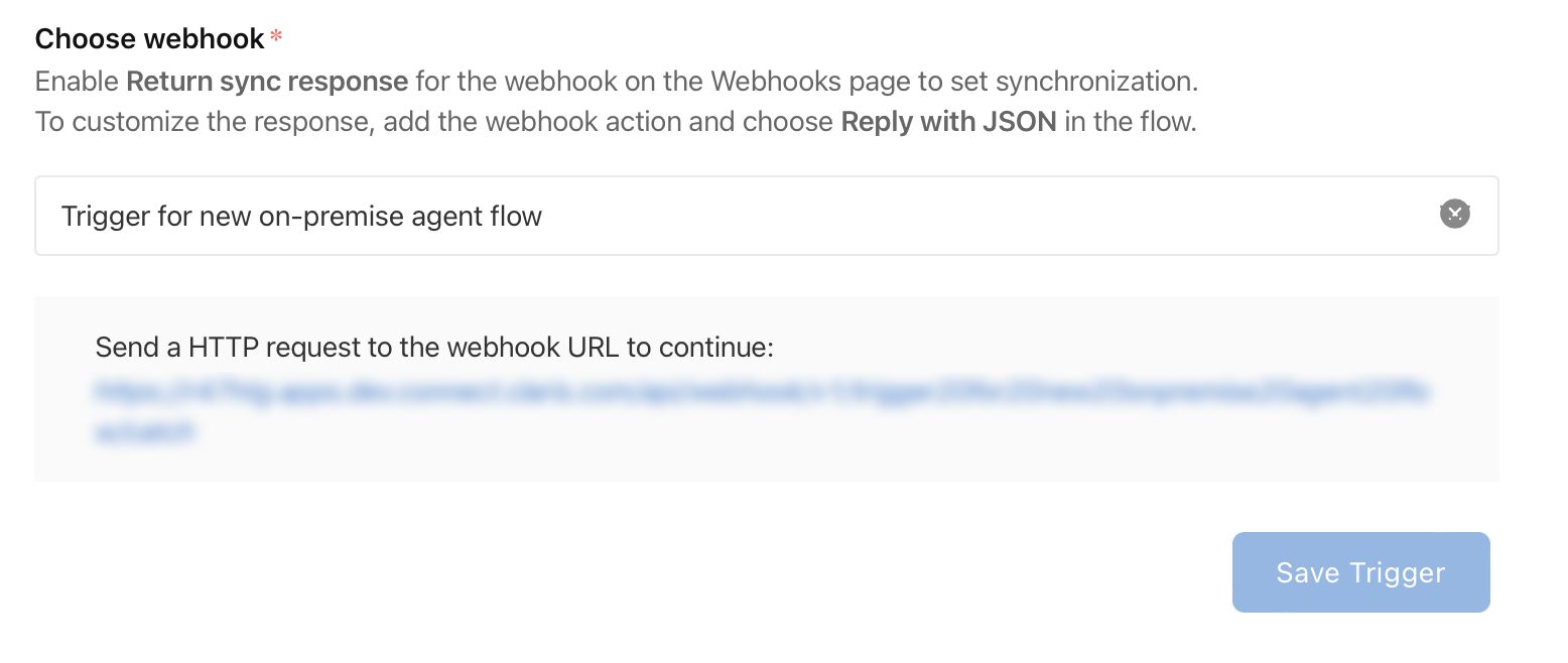 Choose webhook - trigger name and URL