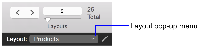 Layout pop-up menu