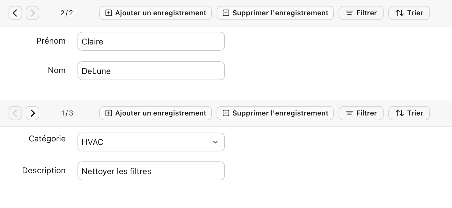 Vue personnalisée, sous-vue, deux barres d'outils avec tables source distinctes