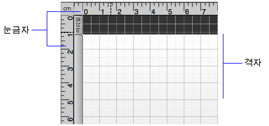 눈금자와 격자를 표시하는 빈 레이아웃